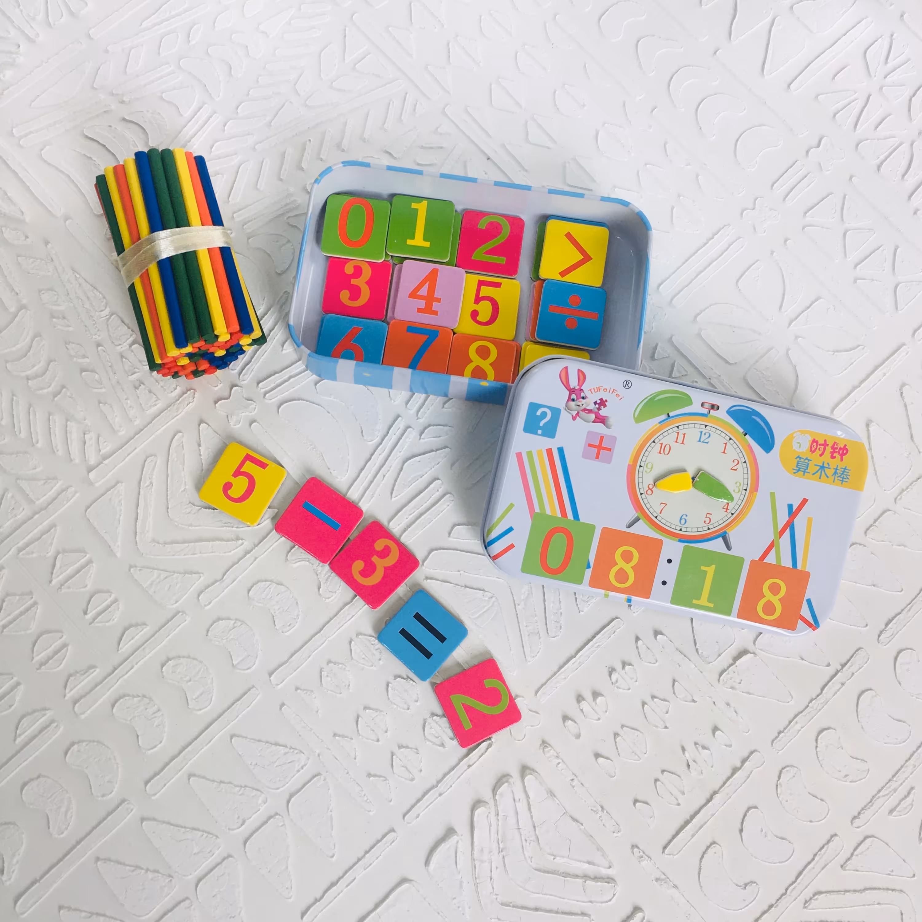 پازل مگنتی آموزشی اعداد و ساعت جعبه فلزی