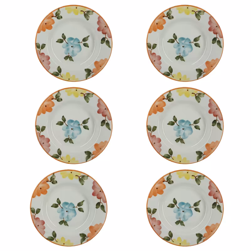 بشقاب سرامیکی مدل پلو خوری طرح بهار گل ها مجموعه 6 عددی ( پس کرایه )