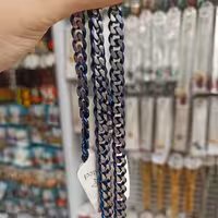 بدلیجات زنجیره استیل سورمه ای مردانه