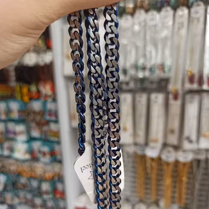 بدلیجات زنجیره استیل سورمه ای مردانه