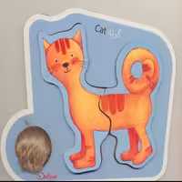 پازل چوبی دو زبانه دهکده طرح گربه 2 تکه

