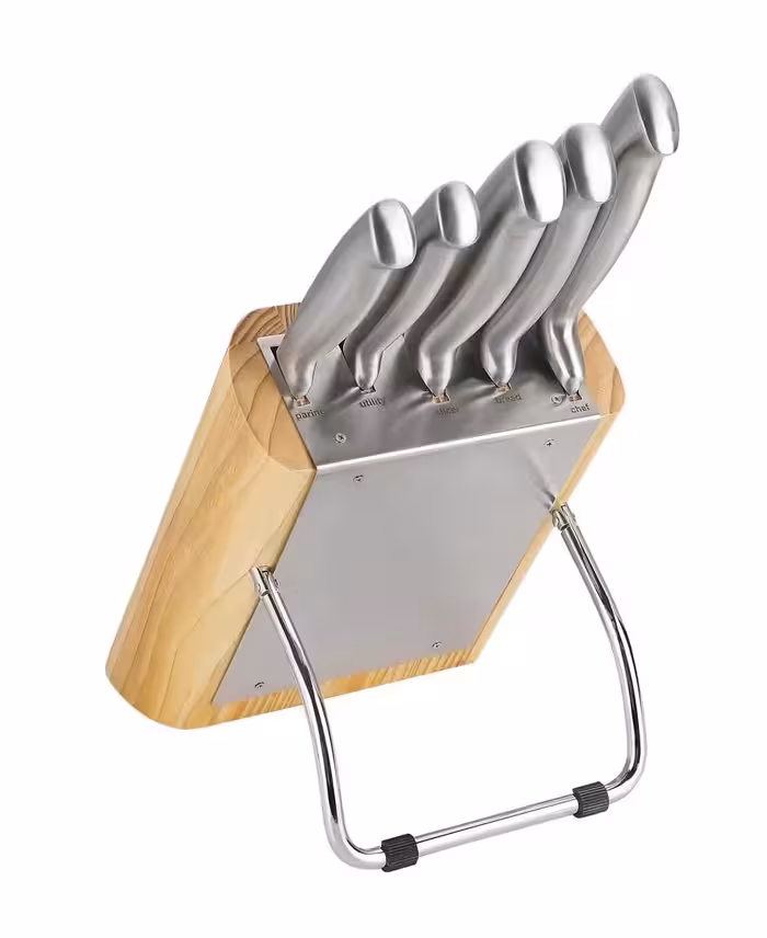 سرویس چاقو 6 پارچه وارداتی سفارش اروپا برند gmz پایه چوب