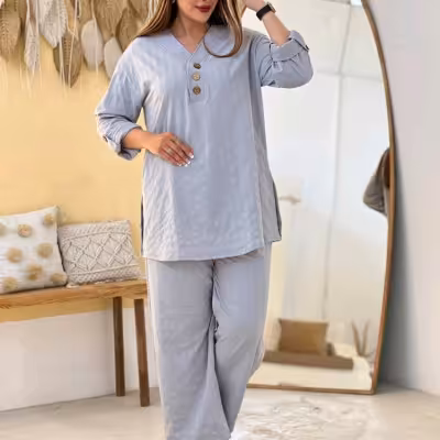 مانتو شلوار زنانه شانتون مدل ست تونیک شلوار جنس مراکشی مدل آسیه