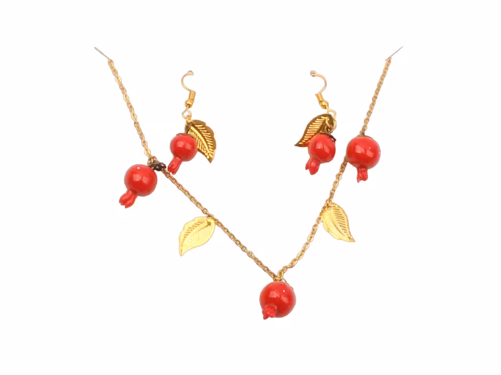 نیم ست گردنبند و گوشواره انار شب یلدا