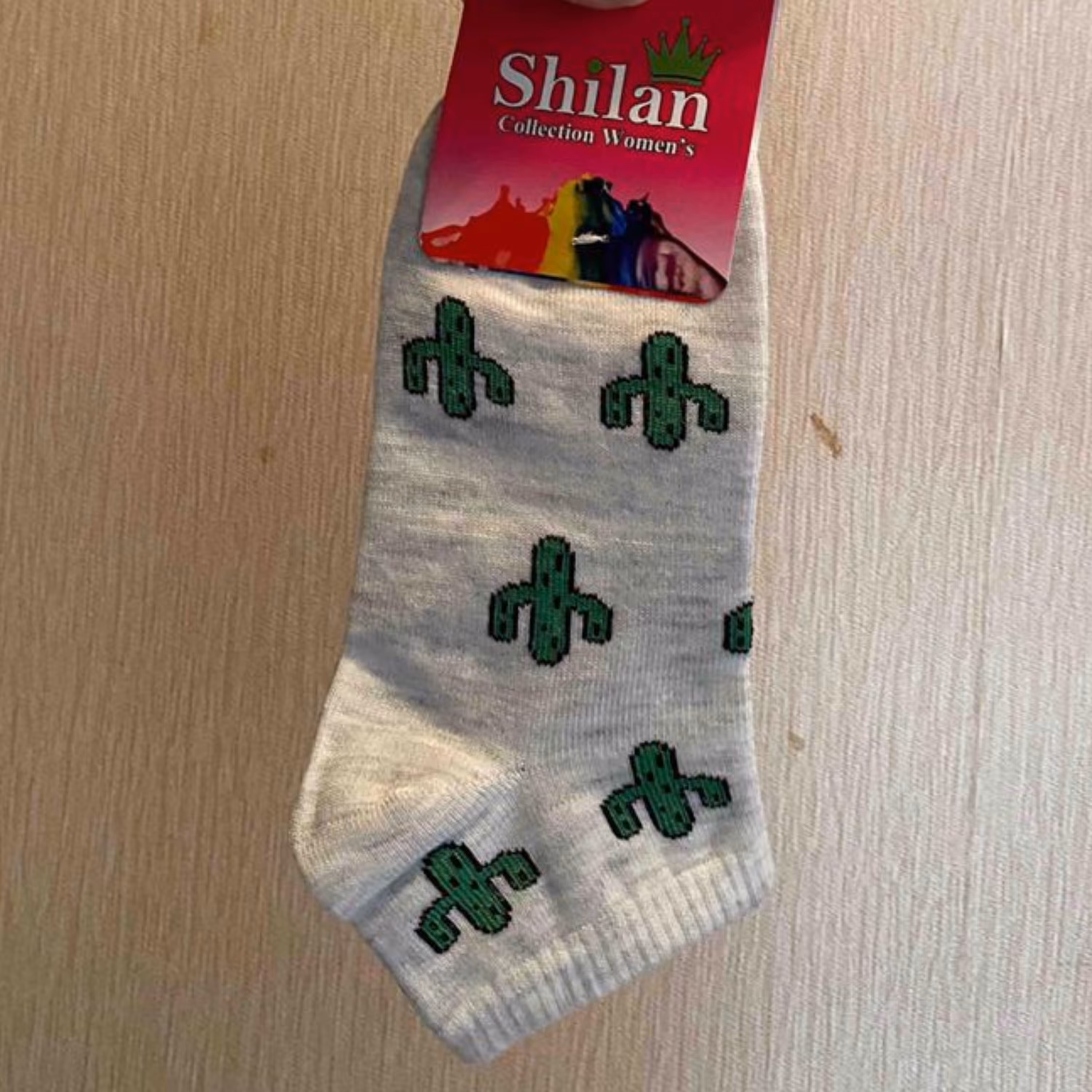 جوراب مچی خاکستری مدل کاکتوسی