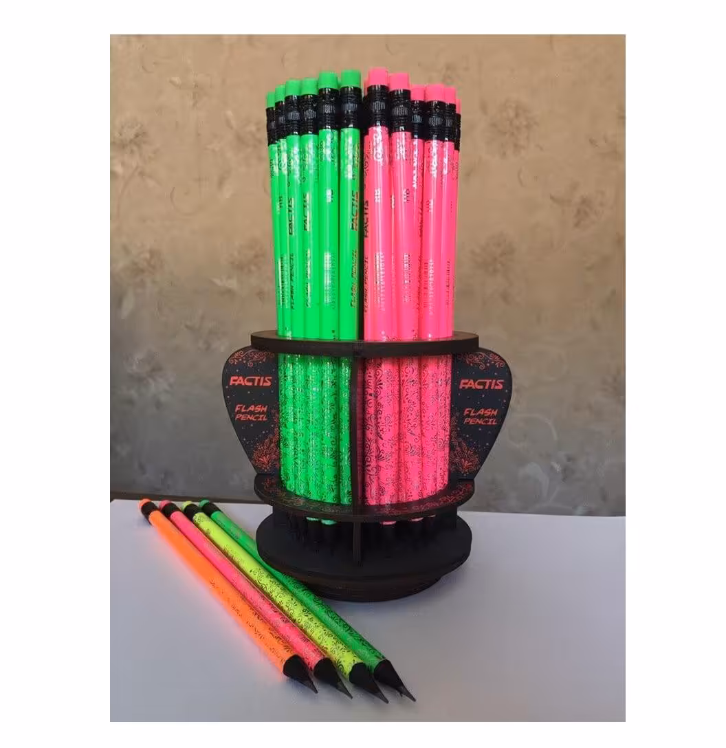 مداد مشکی فلورسنت پاکن دار چوب مشکی فلش فکتیس