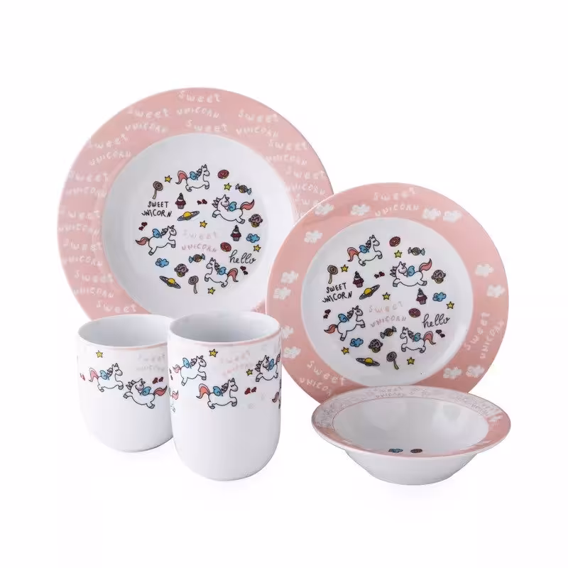 سرویس غذاخوری کودک 5 پارچه چینی زرین مدل لیتل پونی