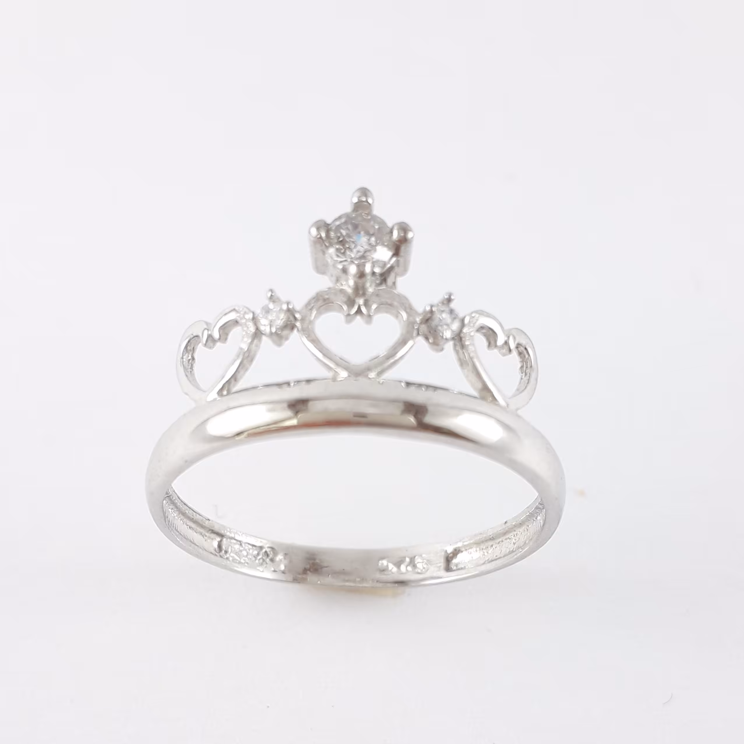 انگشتر نقره زنانه قلبی عیار 925آبکاری طلاسفید