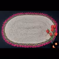 سفره حصیری بافت  بیضی وحاشیه دار دورچین کاری خاص و جذاب سایز کارطول 120سانت.قابل اجرا در هرسایزی ک شما عزیزانسفارش بدین 