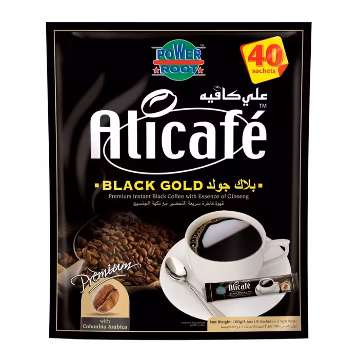 پودر  قهوه فوری علی کافه بلک گلد  بسته 40 عددی