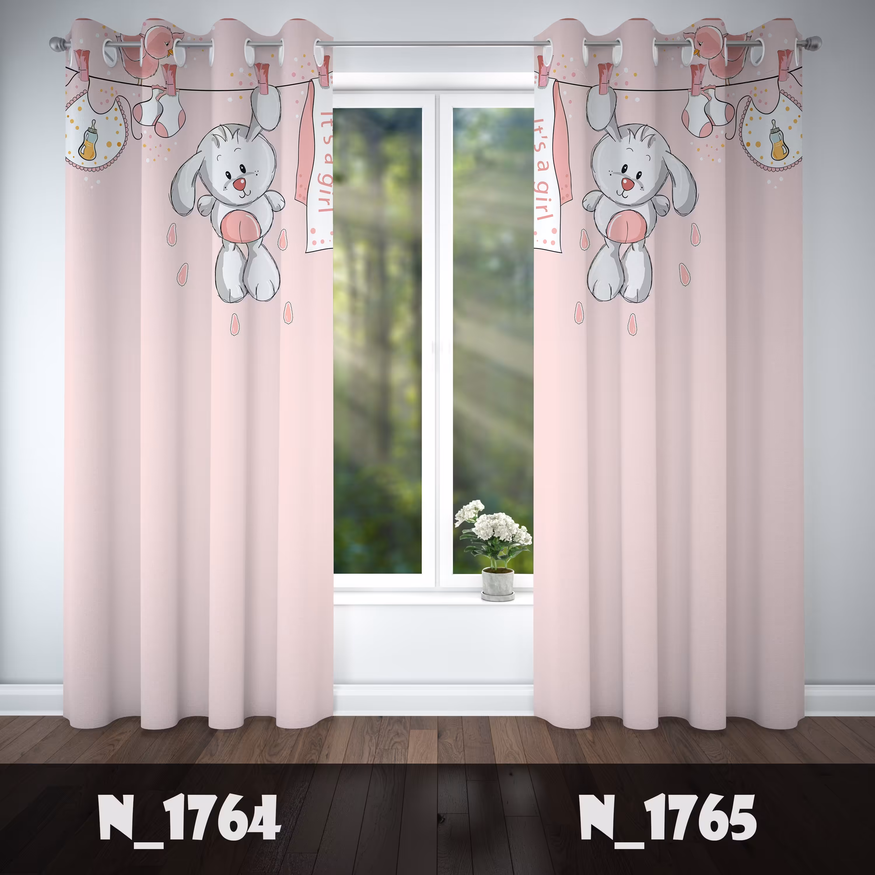 پرده چاپی پانچی طرح خرگوش2