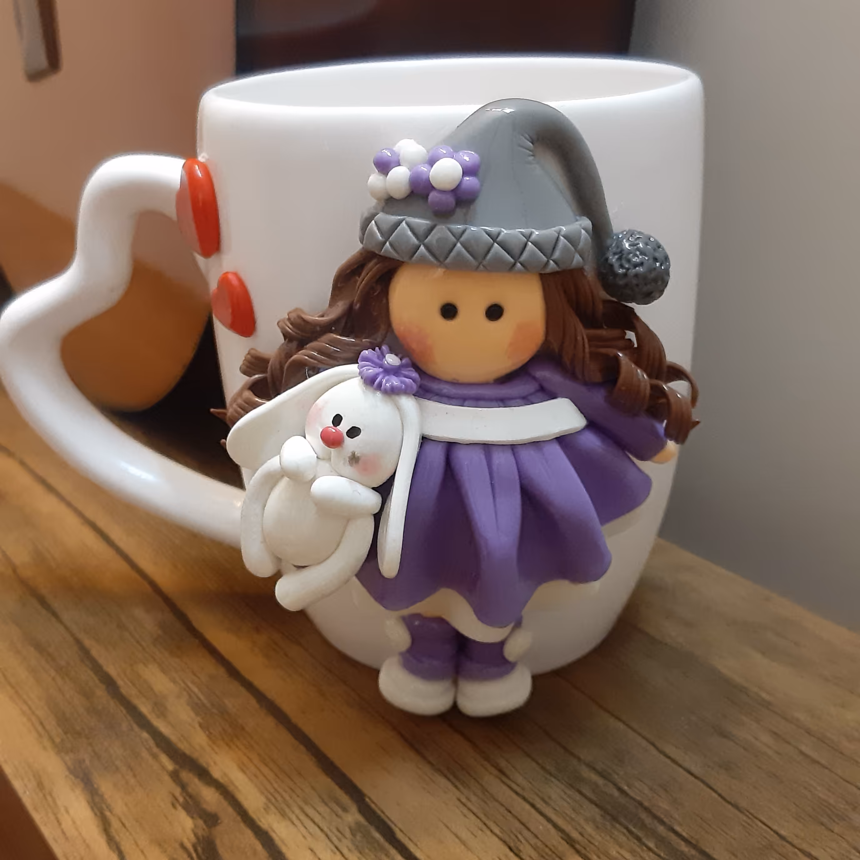 ماگ عروسکی خمیری دختر  بنفش