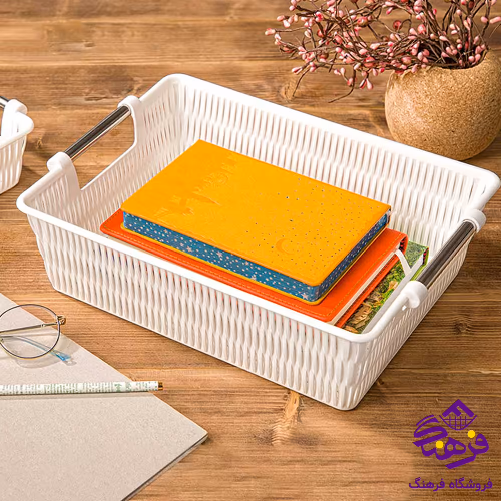 سبد دسته استیل طرح بامبو سایز 1 لیمون