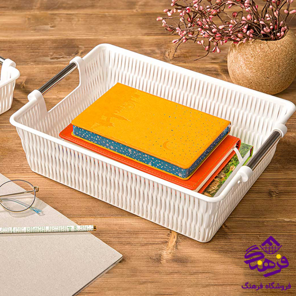 سبد دسته استیل طرح بامبو سایز 1 لیمون