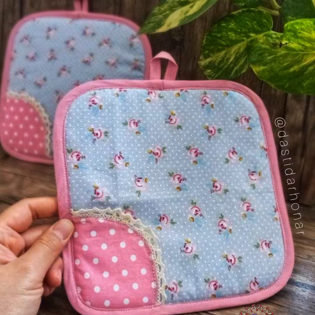 جفت دستگیره مربعی . با پارچه کتان نخ 