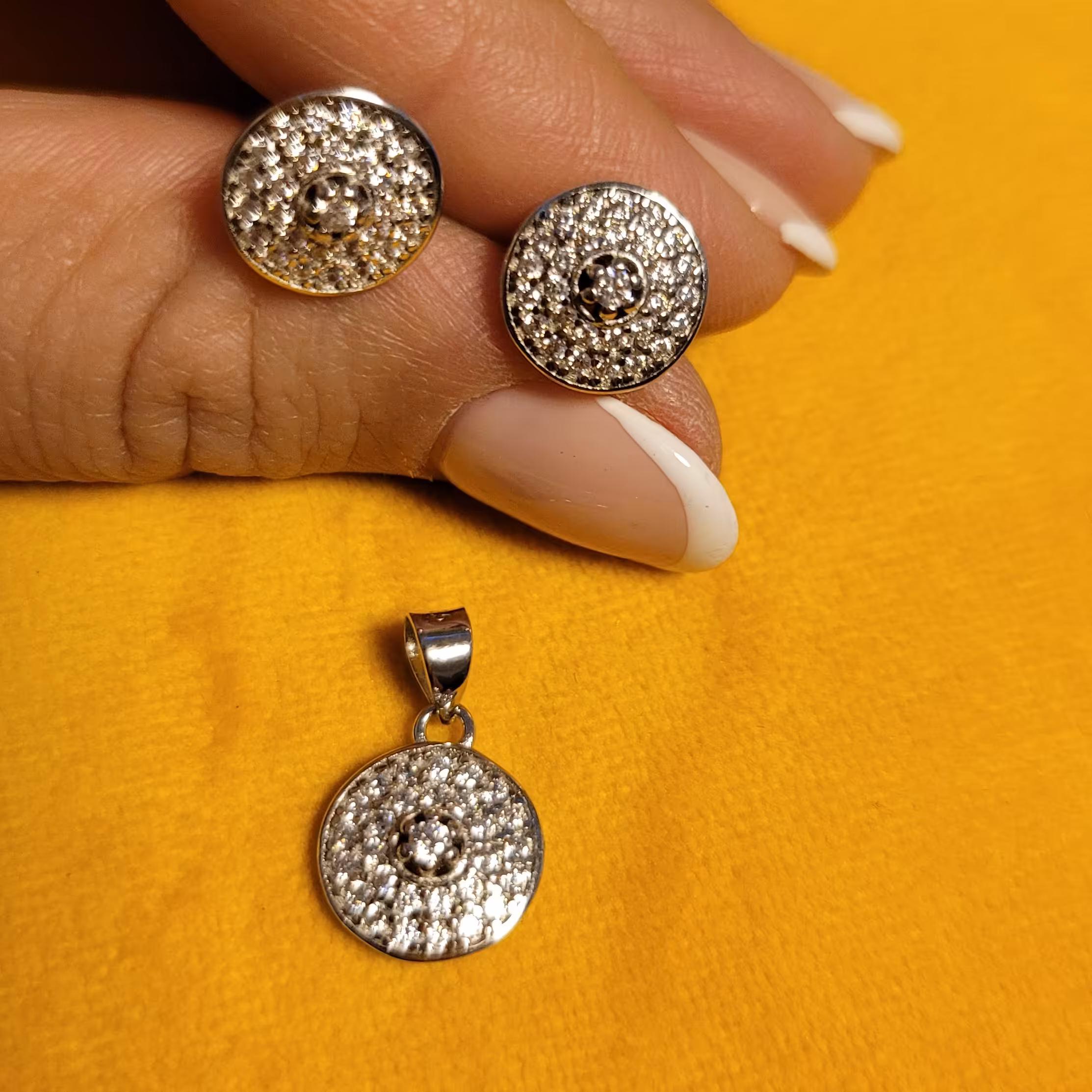 نیم ست جواهر  نقره 925           