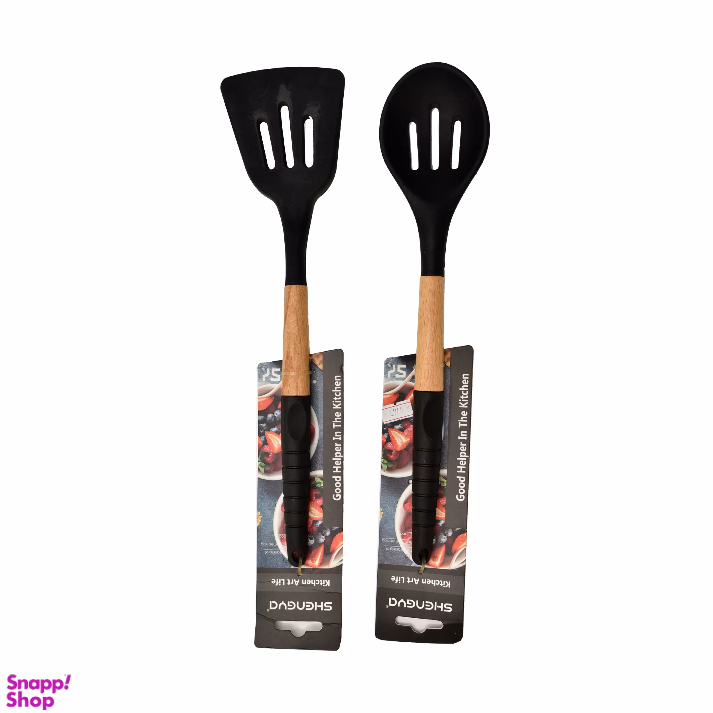 کفگیر و قاشق سیلیکونی شنگیا کد 5 بسته ۲ عددی