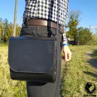 کیف دوشی چرم طبیعی امیسیما کد D-102 (چرم بزی مشکی)