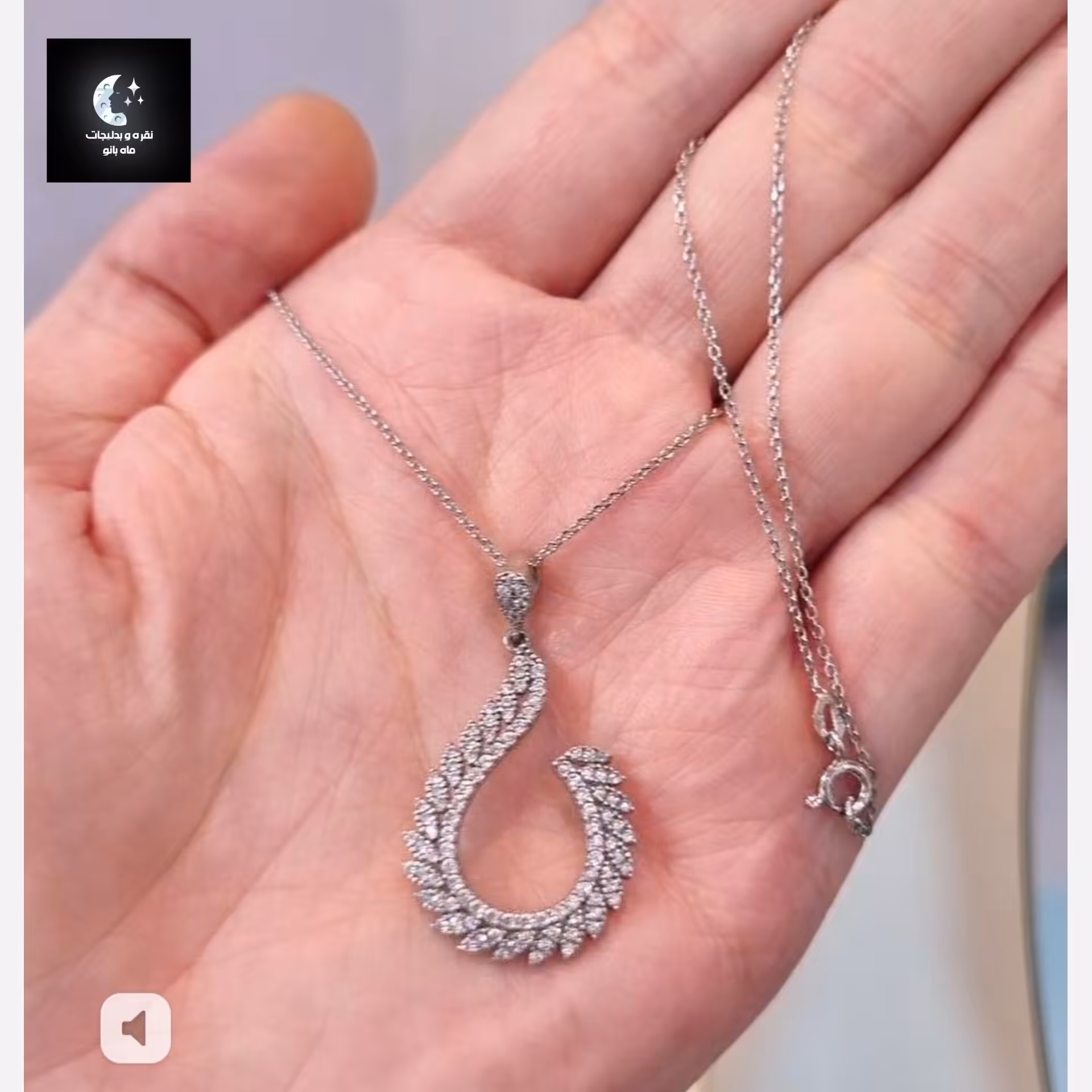 گردنبند نقره زنانه پرکارعیار925 با آبکاری طلا سفید