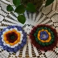  اسکاچ دست بافت با نخ سوزنی طرح گل