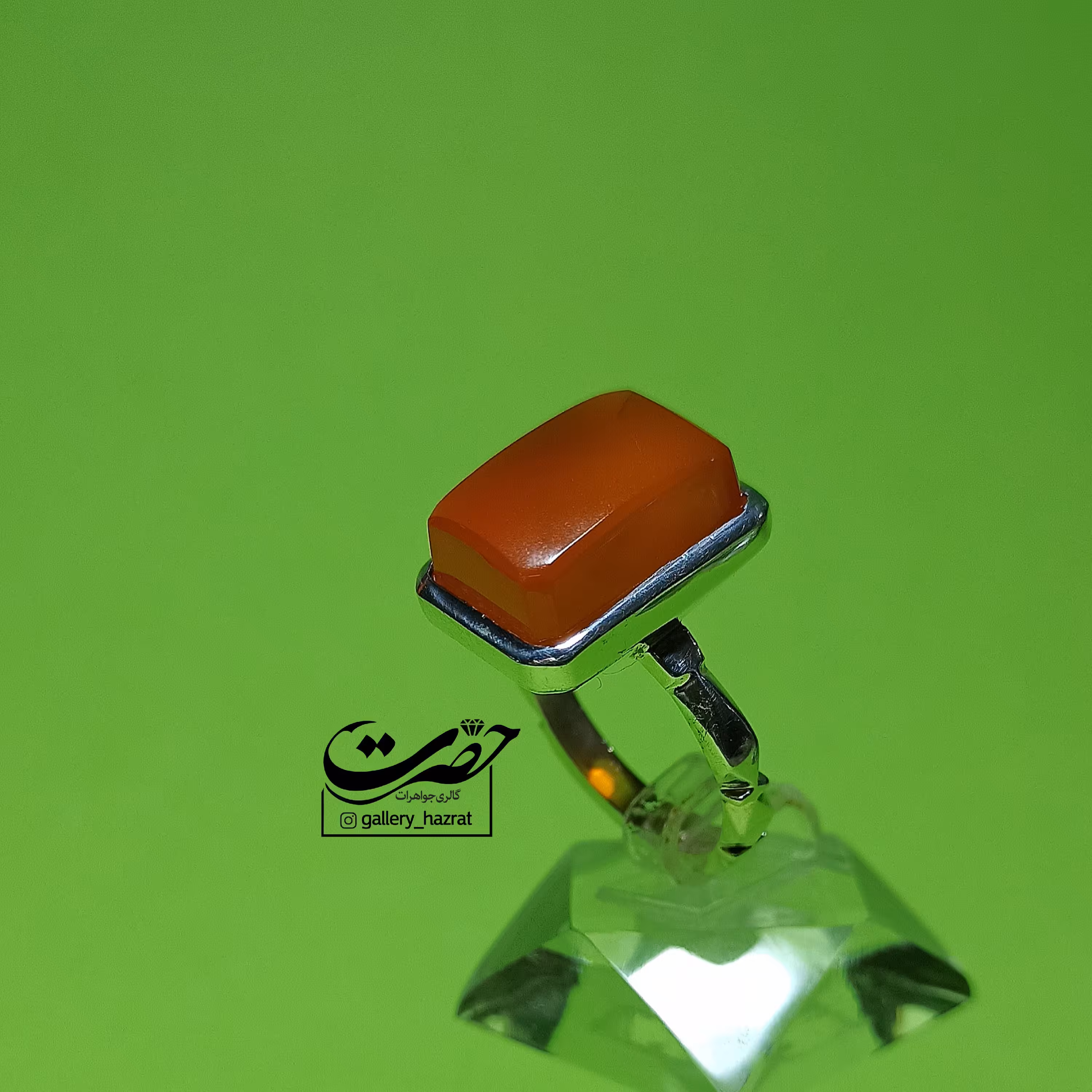 عقیق پرتقالی یمنی مستطیلی