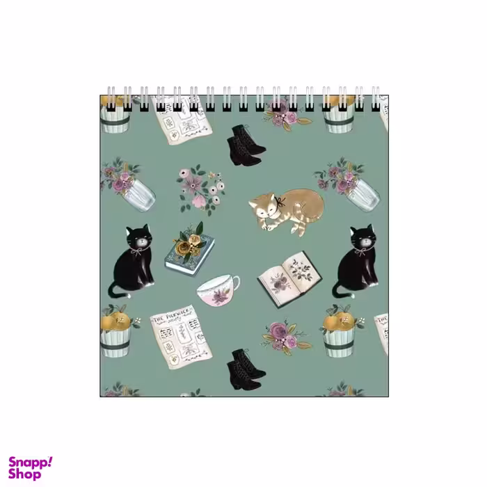 دفتر طراحی بامبیلیپ طرح پترن گربه و گلدان و کتاب کد 4956105