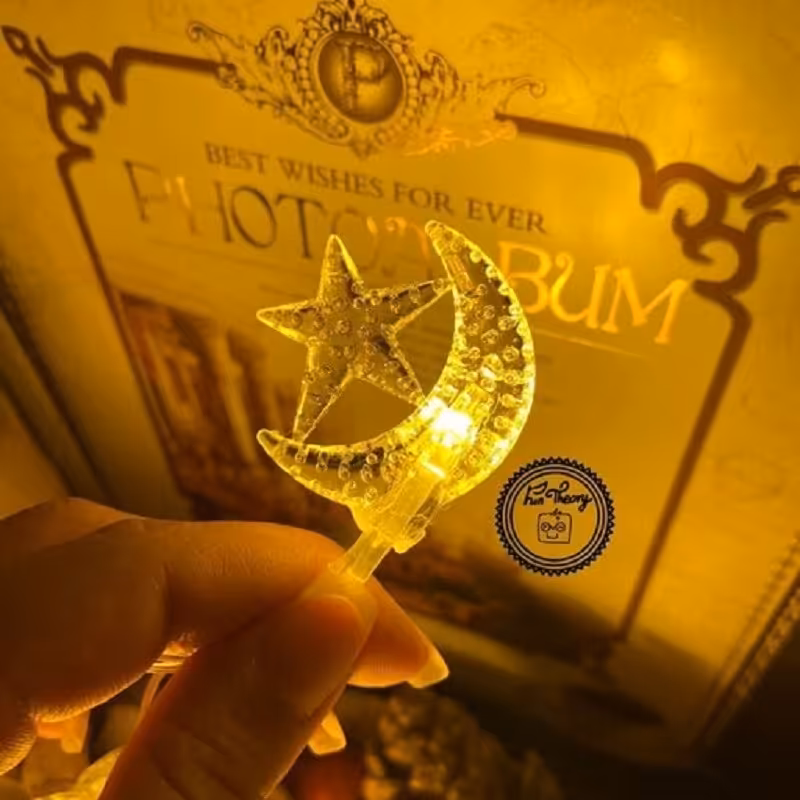 ریسه طرح ماه و ستاره رنگ آفتابی 