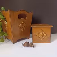 سطل و جا دستمالی طرح چوب مناسب برای اتاق خواب و پذیرایی