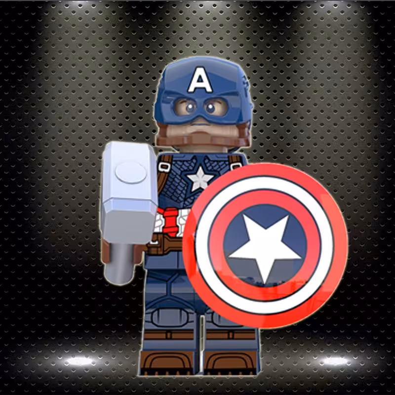 لگو مینی فیگور کاپیتان آمریکا مدل پایان بازی با سپر و چکش ثور