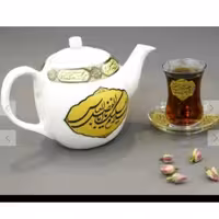 قوری دو لیتری مذهبی منقش به نام یا اباعبدلله الحسین علیه السلام مناسب روضه ها محرم و فاطمیه 