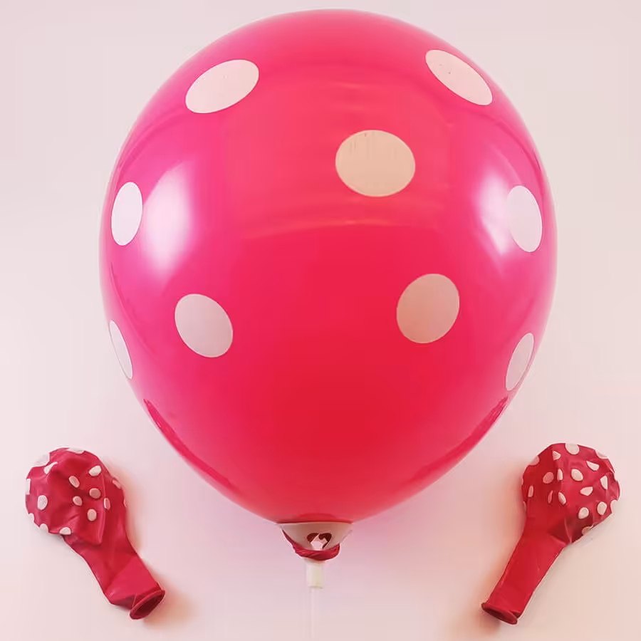 بادکنک سرخابی خالدار سفید (10 اینچی)