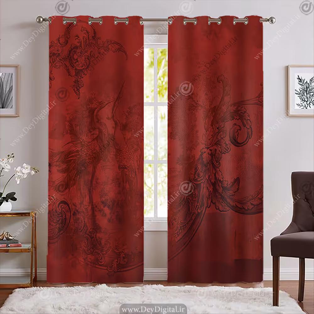 پرده پانچی قرمز زرشکی PK-7853