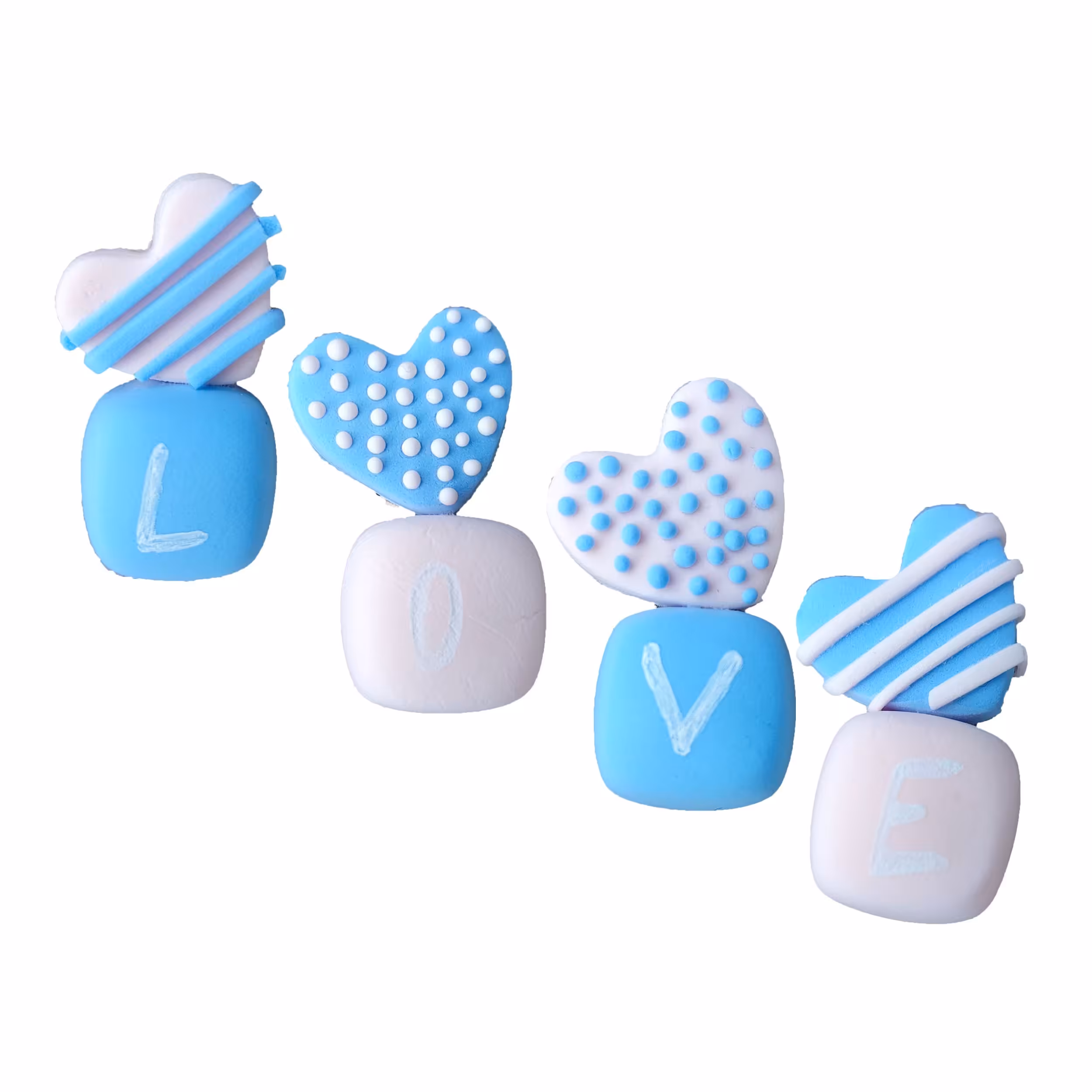 مگنت یخچال قلب و مکعب ( love ) کد MK118 مجموعه 4 عددی - رنگ آبی یخی و صورتی