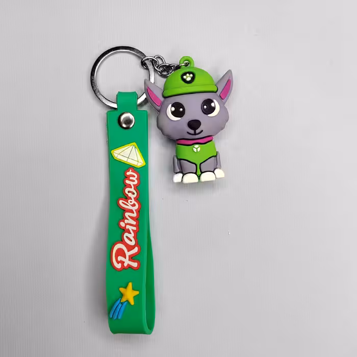 سر کلیدی جا سویچی عروسکی سیلیکونی طرح سگ های نگهبان رنگ سبز همراه با بند