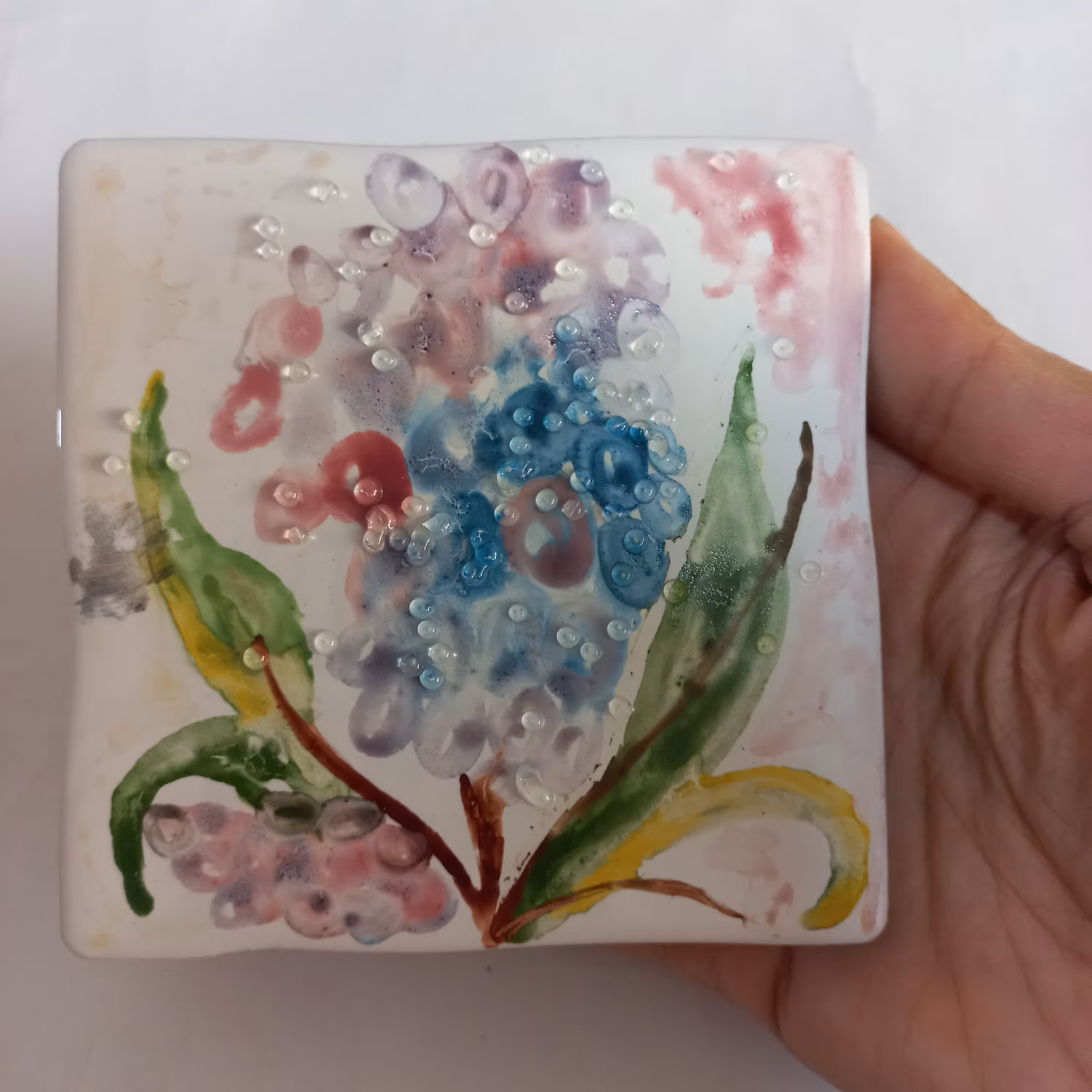 تابلو کاشی دستساز طرح گل بهاری سنبل10سانتیمتری 