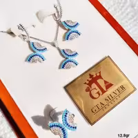 نیم ست نقره چشم و نظر طرح پروانه ای درشت و جلوه دار کد 1624