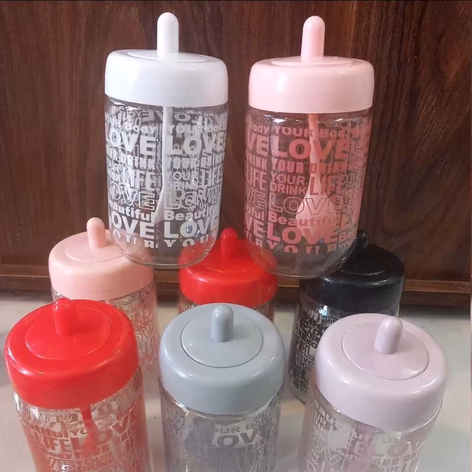 جا ادویه (بانکه )شیشه ای قاشق دار  سایز بزرگ 12 سانتی متری 