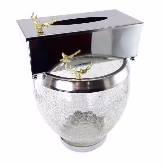 سطل و جا دستمال شیشه ترک طرح گوزن