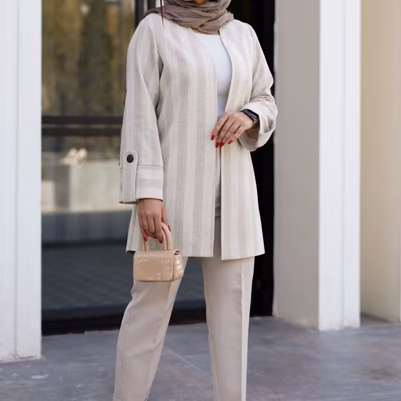 مانتو کتی زنانه بهاره زنانه جنس لینن نچرال درجه یک بسیار شیک 