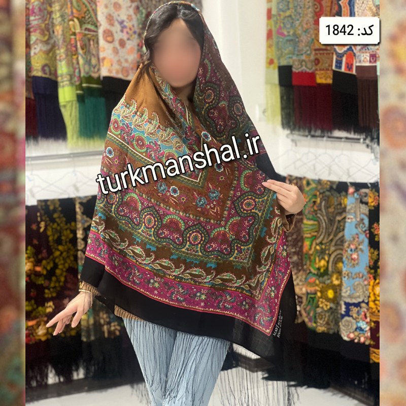 روسری ترکمن ابریشمی (ایتالیایی) کد 1842