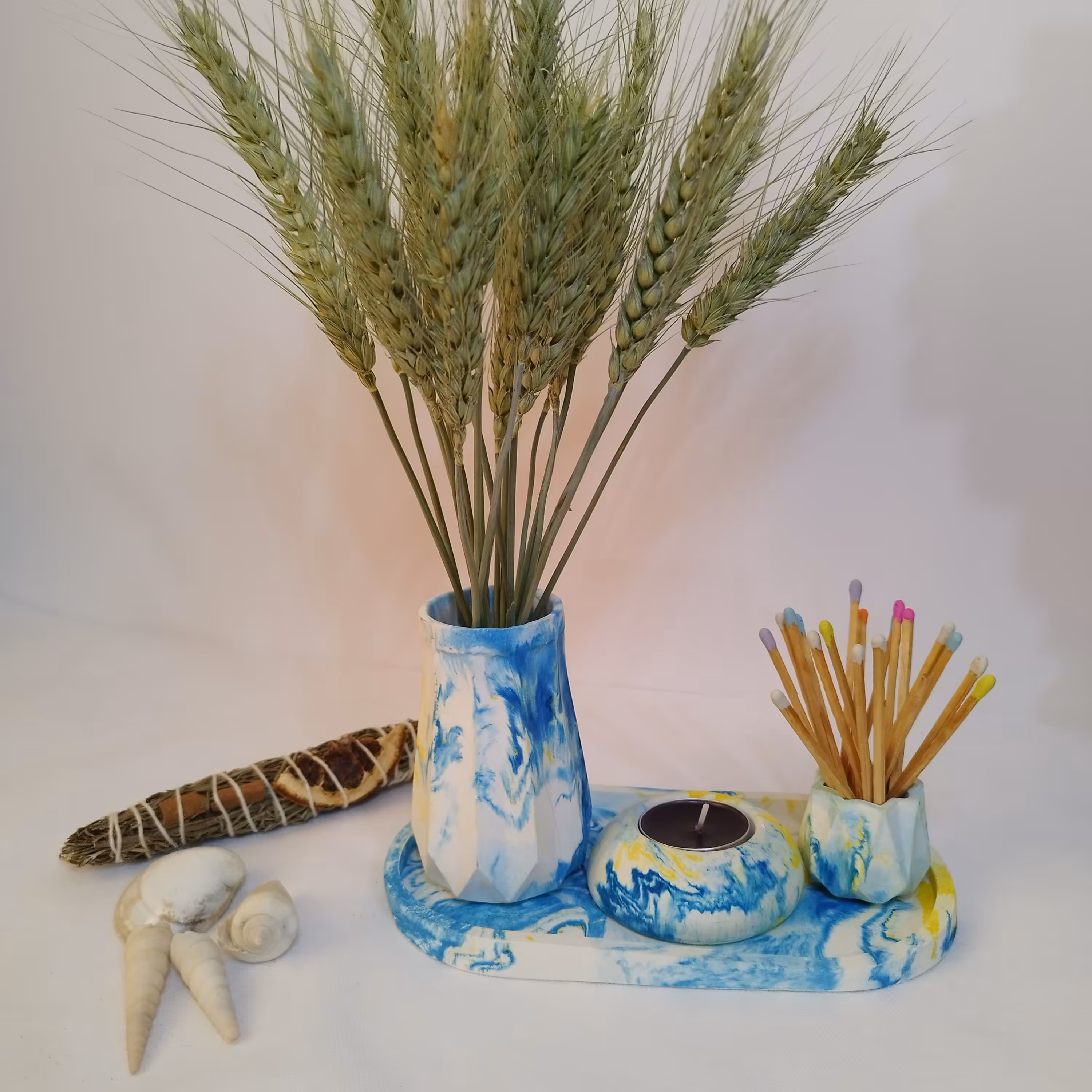 ست دکوراتیو بتنی گلدان دار