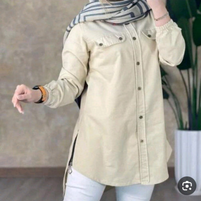 مانتو اسپرت زنانه کتان کش درجه یک مدل بغل زیب