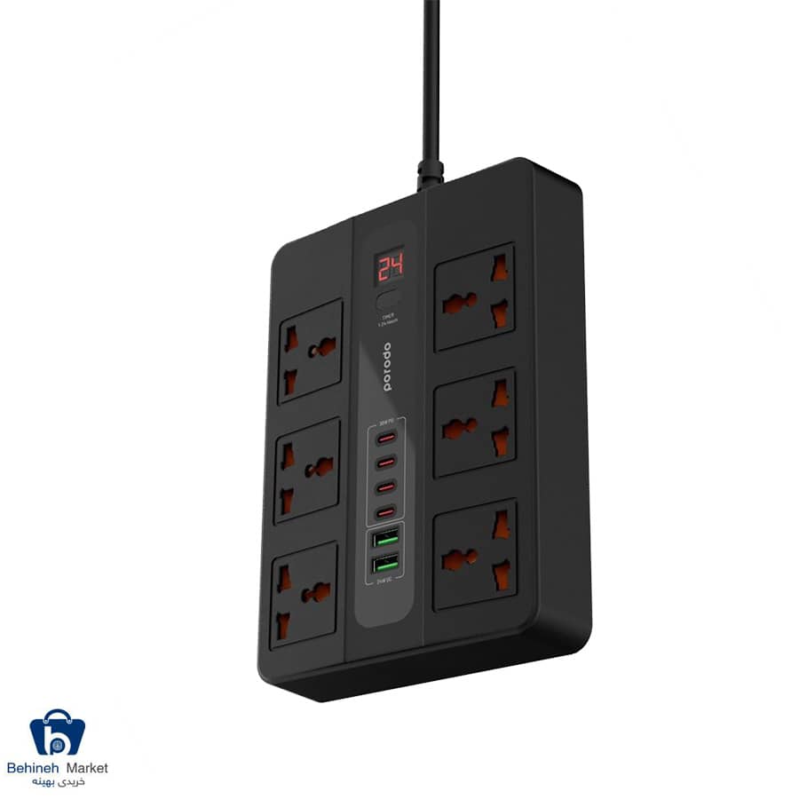 چند راهی برق پرودو مدل Multi-Port Super Hub PD-FWCH009 طول کابل 2 متر