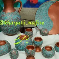 پارچ شیشه کاری باشیشه ابی  وگلدان وگیلاس