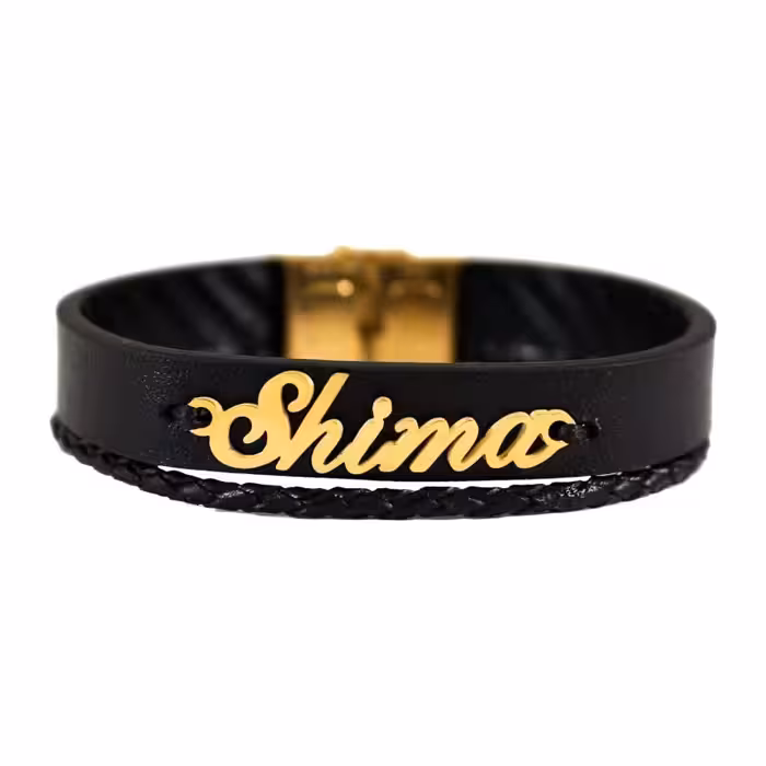 دستبند چرم با پلاک اسم نقره دلخواه شما مردانه و زنانه 