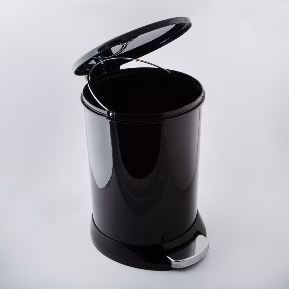 سطل گرد 15 لیتر متوسط (مشکی-کروم)