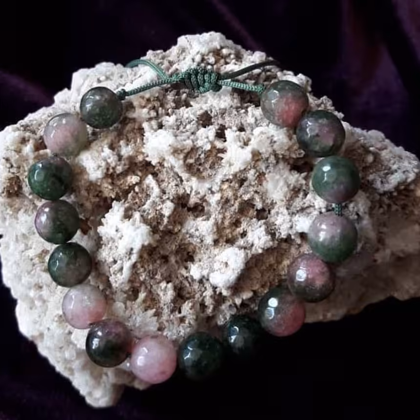 دستبند ترومالین سبز و صورتی