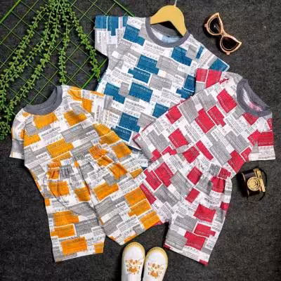 ست اقتصادی پسرانه تیشرت و شلوارک اسپان لاکرا روزنانه ای