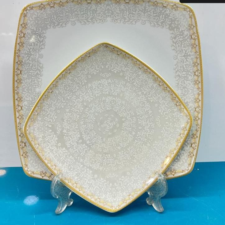 سرویس چینی 50 پارچه لورین کیفیت A1 , آبتین طلایی کیفیت بالا و شفاف