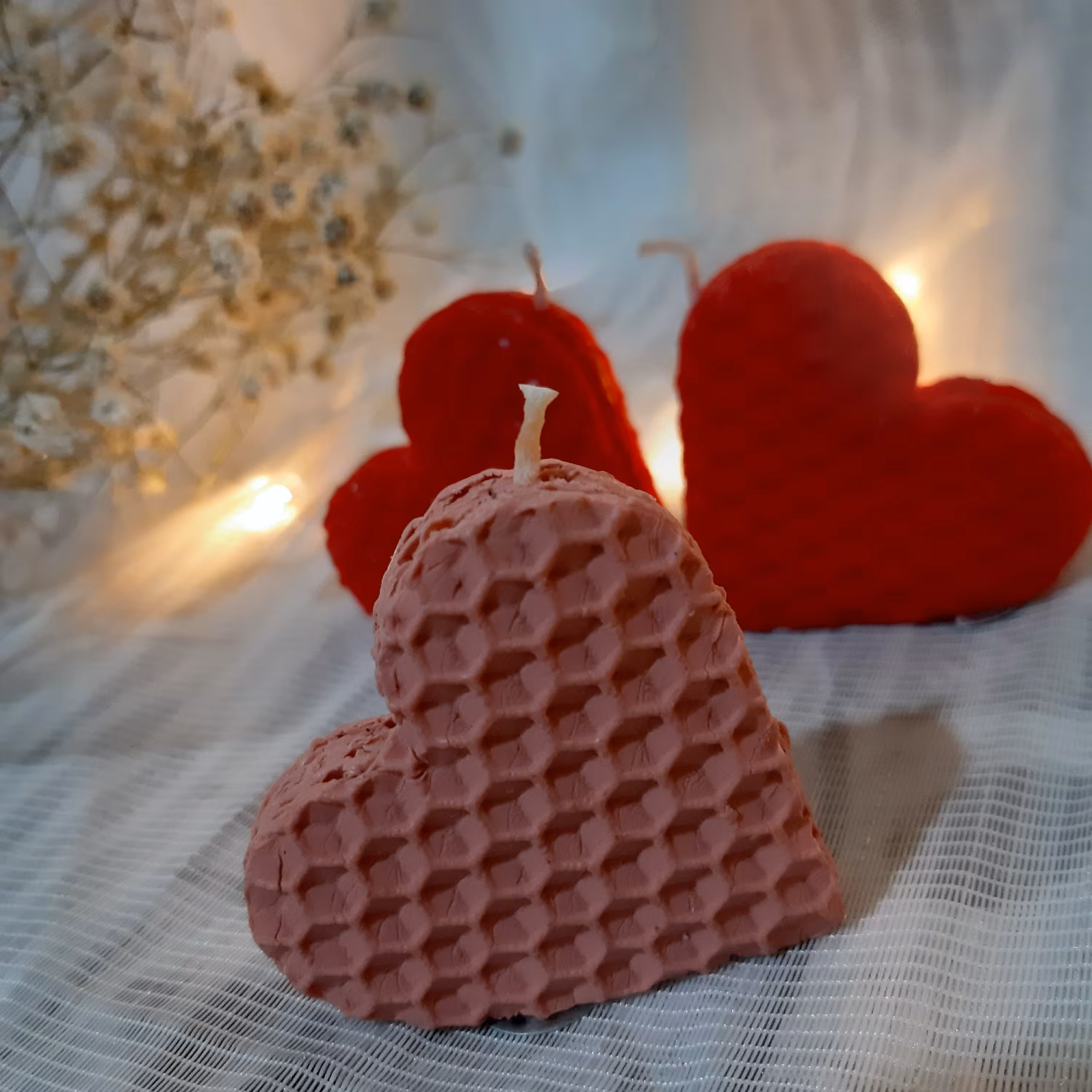 شمع قلب یکطرفه موم عسلی